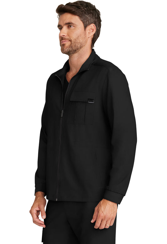 Healing Hands Model Image Men's Zip Front Utility Jacket In Color Black Image 2