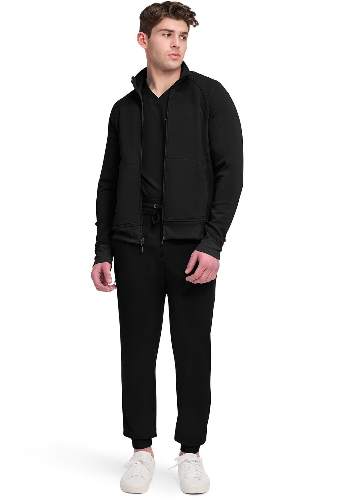 Cleveland Clinic Lifestyle HH380F Men's Zip Front Knit Jacket Black