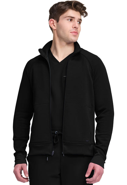Cleveland Clinic Lifestyle HH380F Men's Zip Front Knit Jacket Black