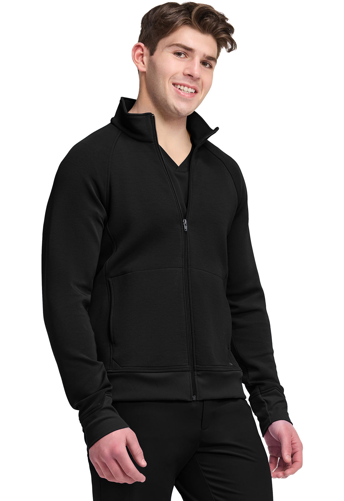 Cleveland Clinic Lifestyle HH380F Men's Zip Front Knit Jacket Black
