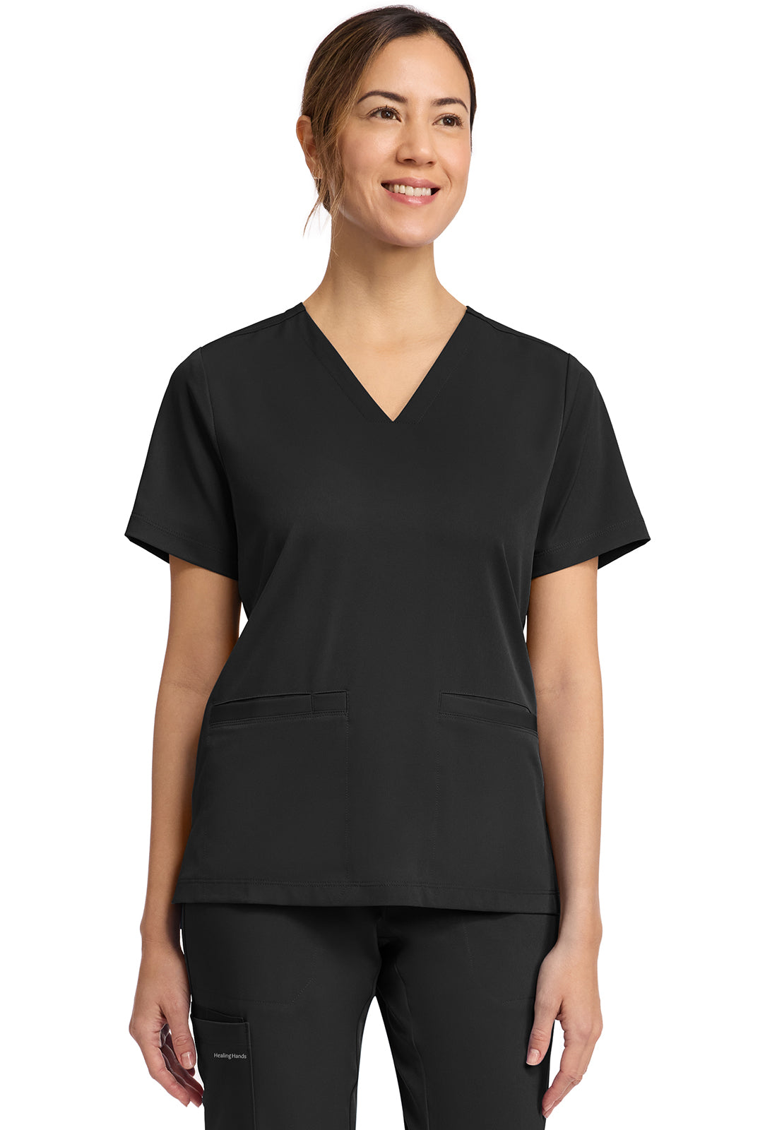 HH Works HH653 Women's 3-Pocket V-Neck Scrub Top Black