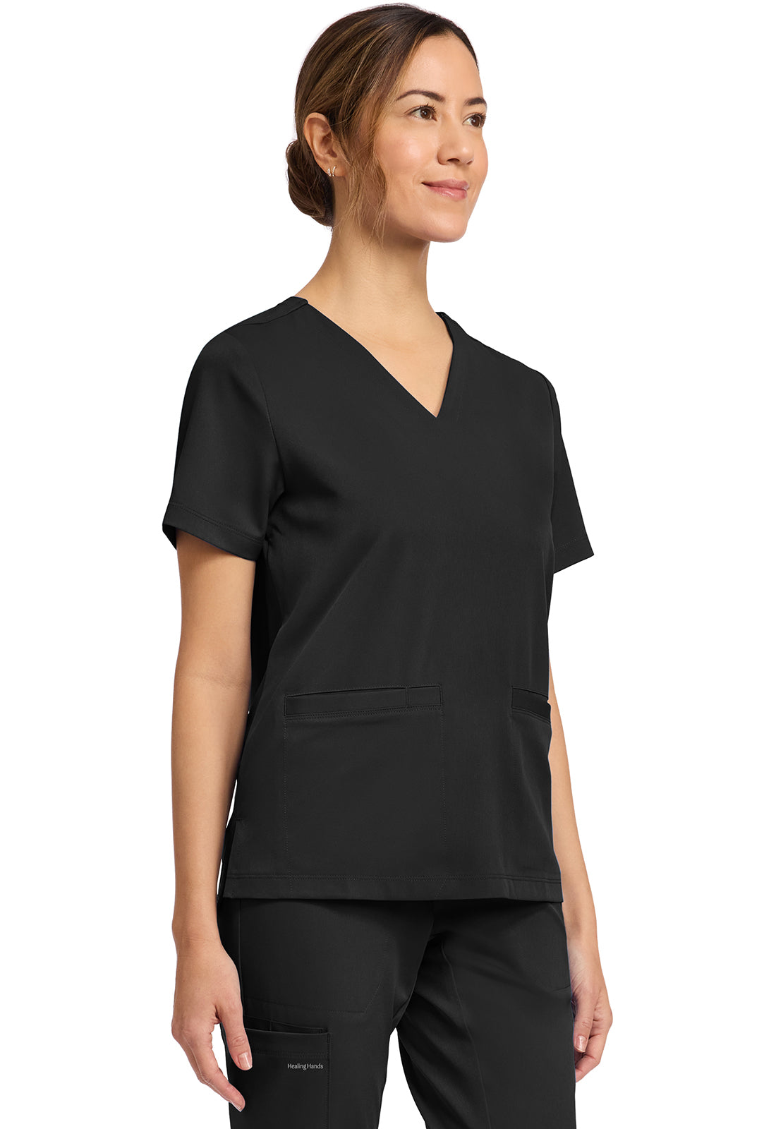 HH Works HH653 Women's 3-Pocket V-Neck Scrub Top Black
