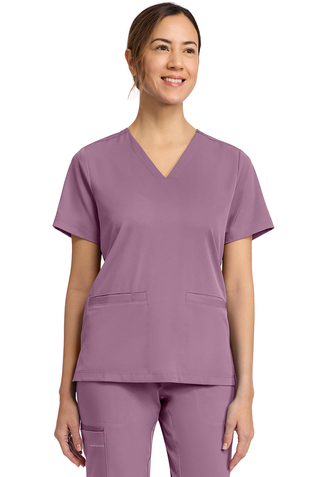 HH Works HH653 Women's 3-Pocket V-Neck Scrub Top Meta Mauve
