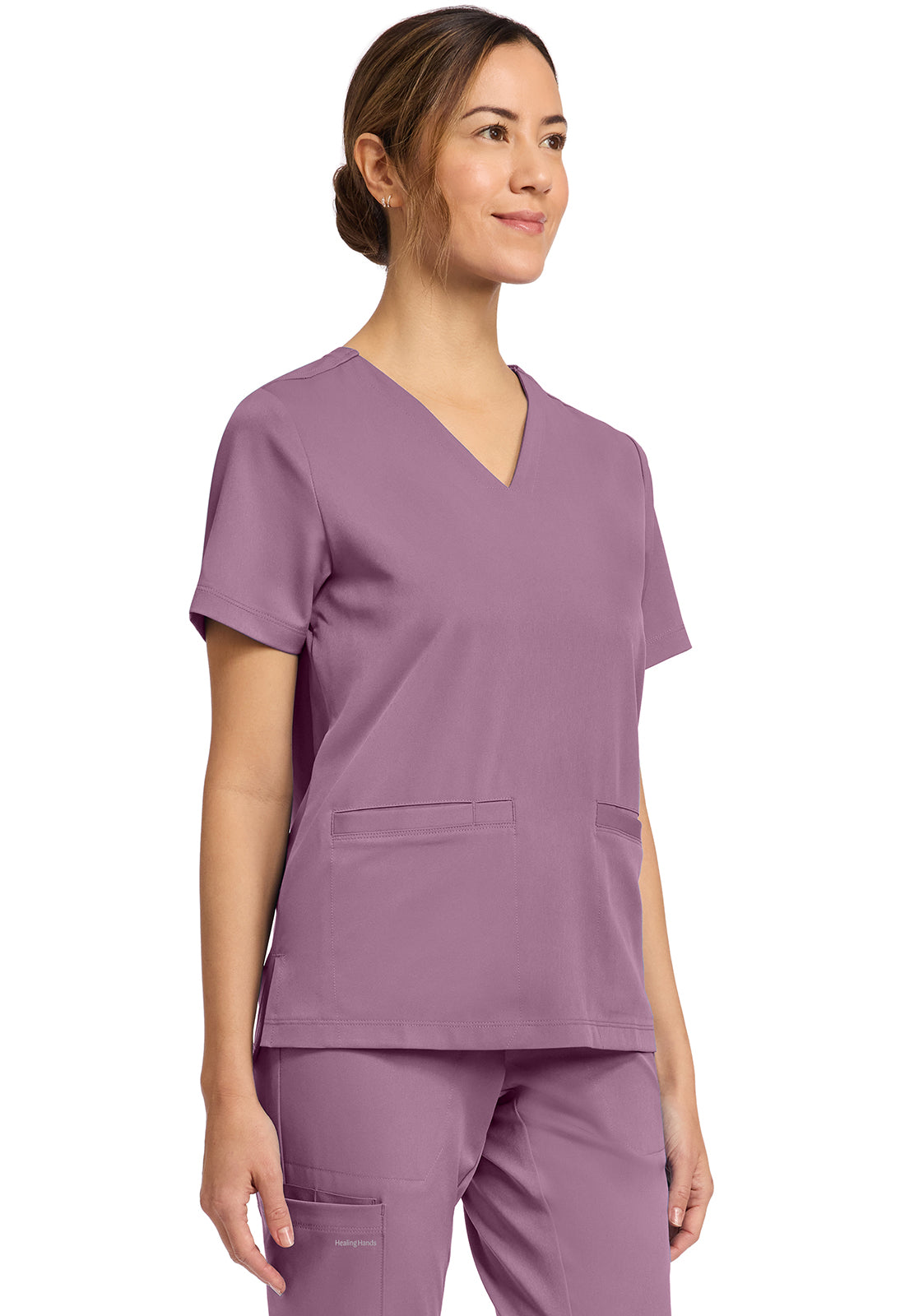 HH Works HH653 Women's 3-Pocket V-Neck Scrub Top Meta Mauve