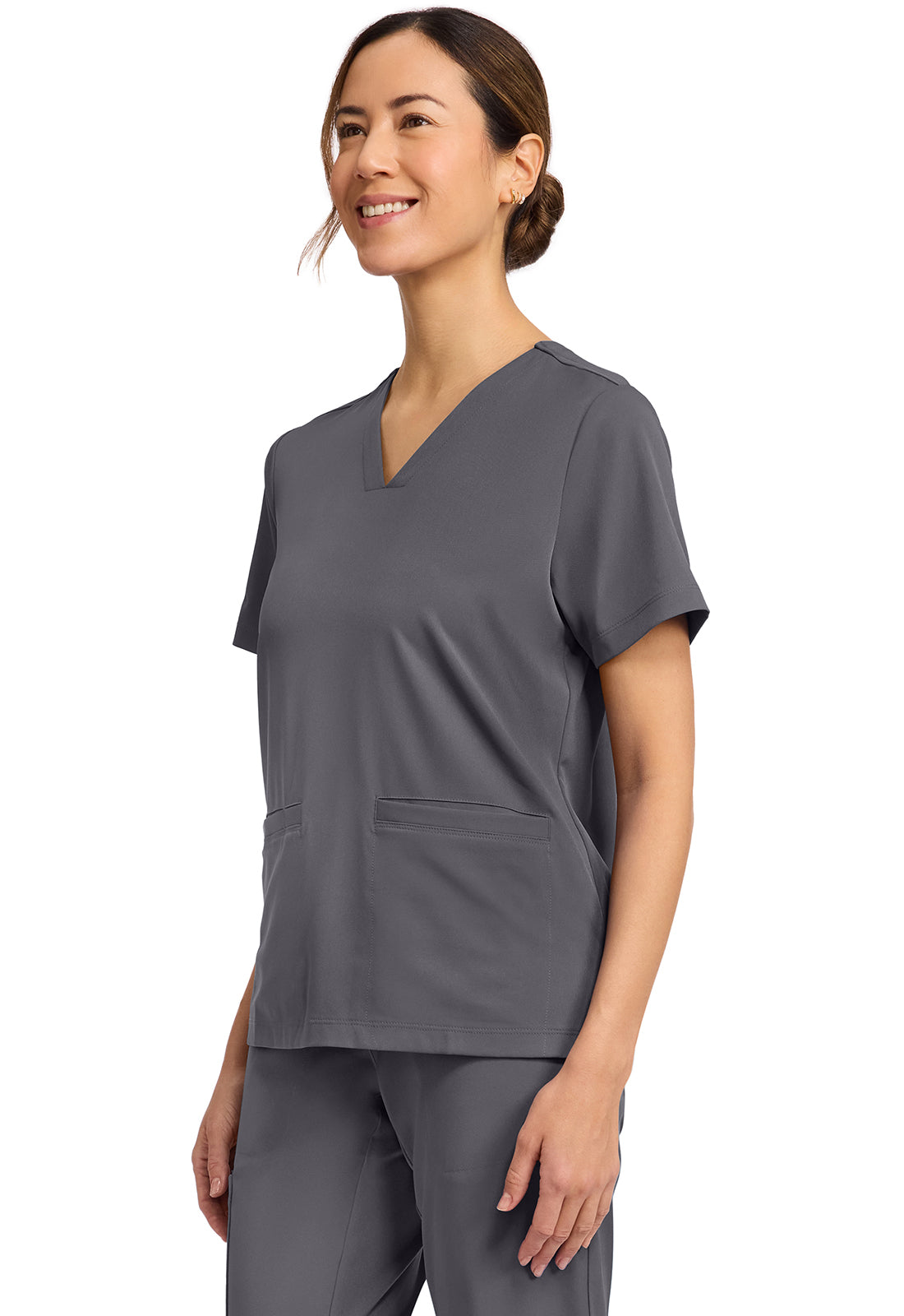 HH Works HH653 Women's 3-Pocket V-Neck Scrub Top Pewter