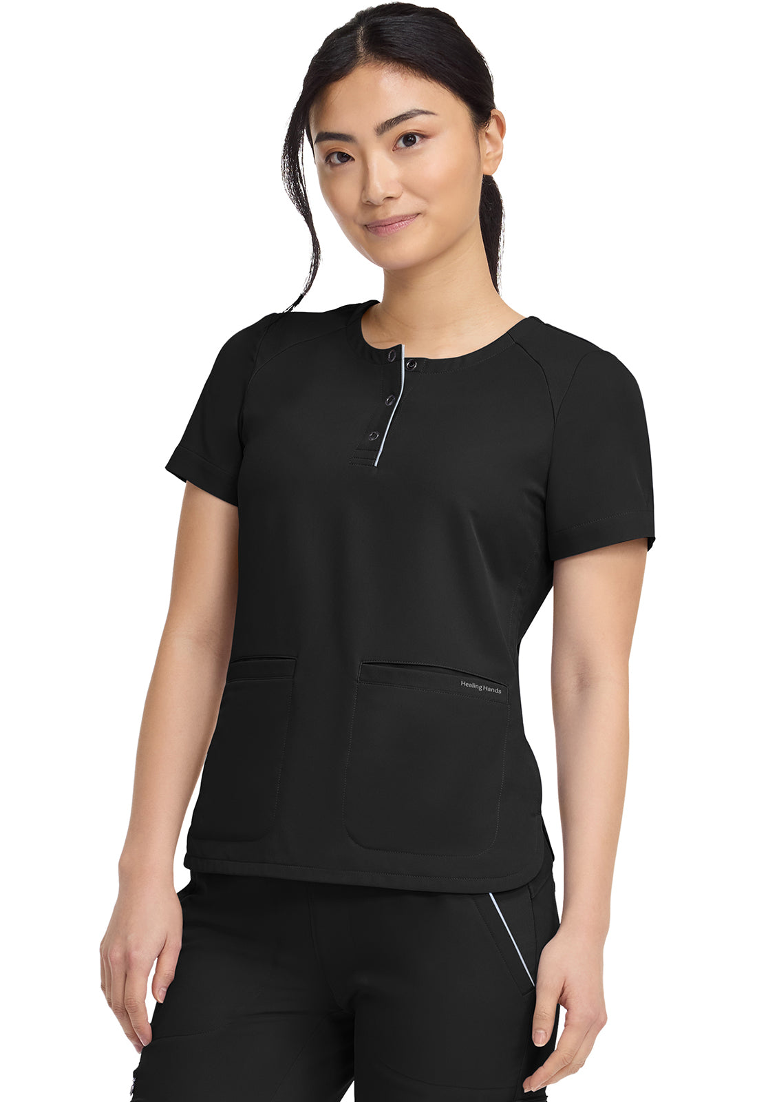 HH 360 HH702 Women's Crew Neck Scrub Top Black