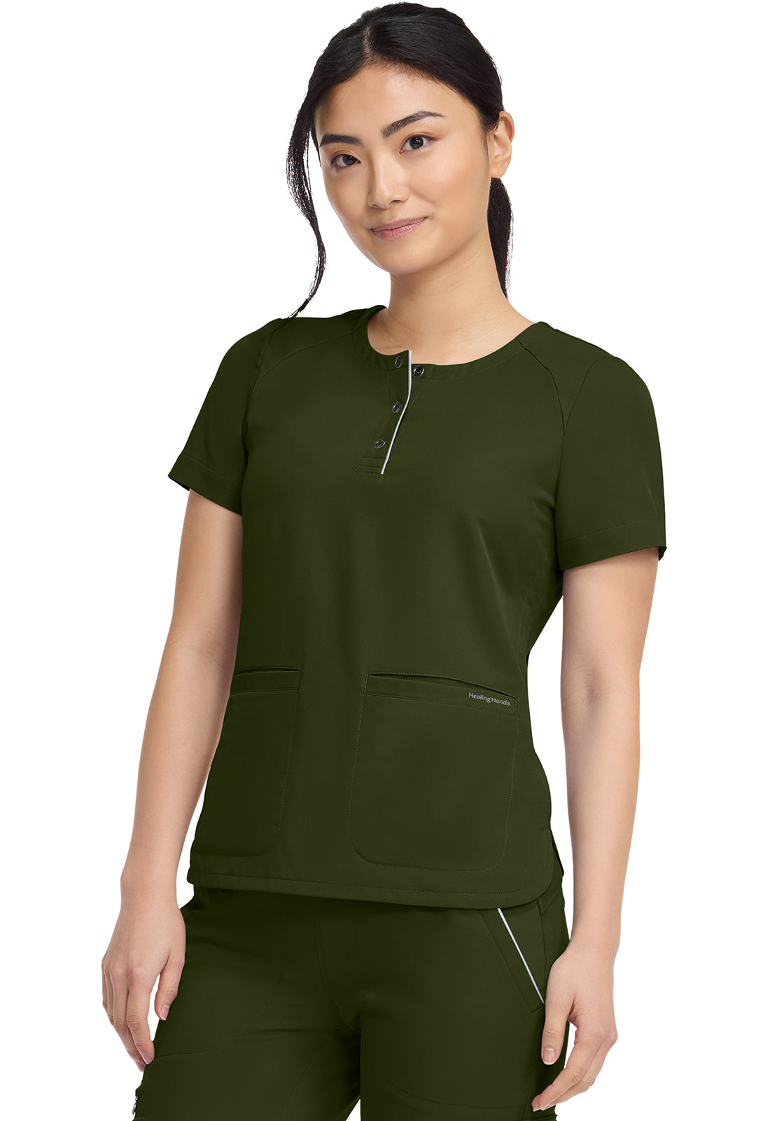 HH 360 HH702 Women's Crew Neck Scrub Top Dark Pine