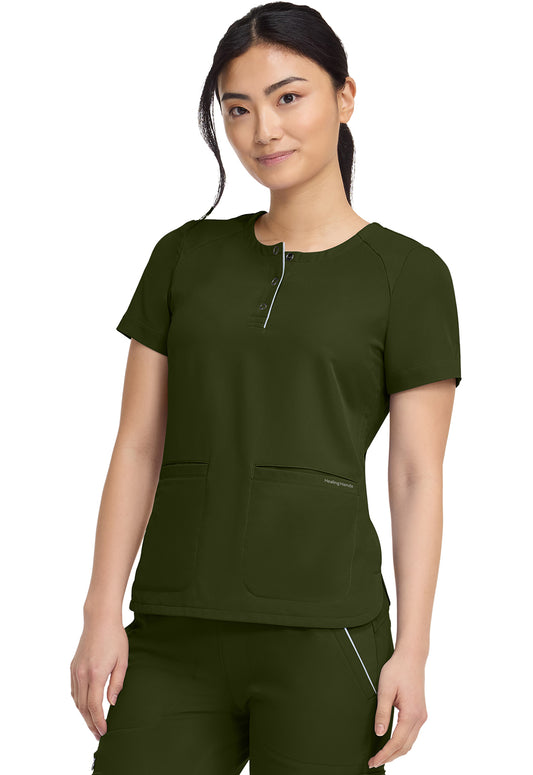 HH360 HH702 Women's Crew Neck Scrub Top Dark Pine