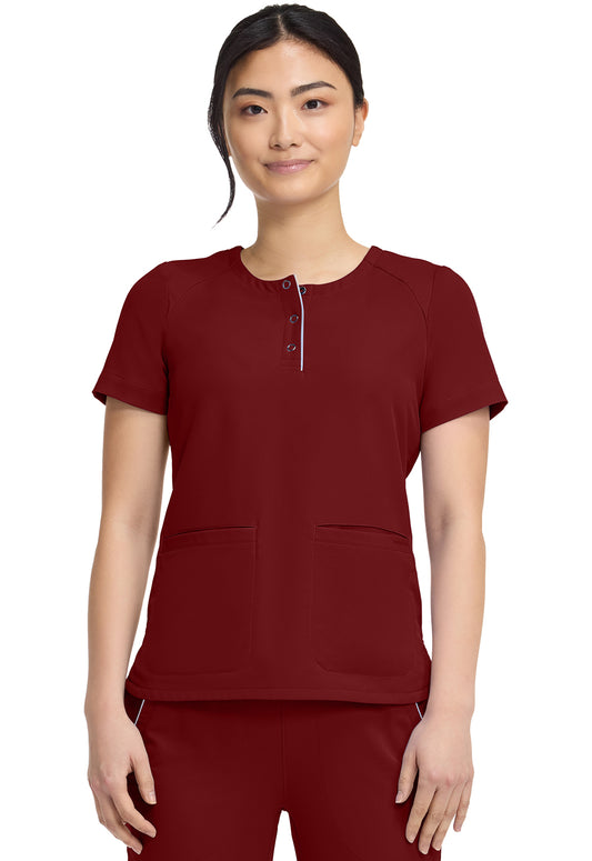 HH360 HH702 Women's Crew Neck Scrub Top Garnet Red