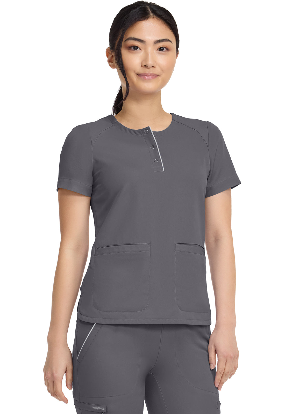 HH360 HH702 Women's Crew Neck Scrub Top Pewter