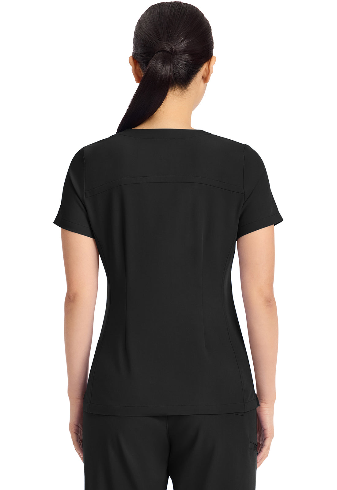 Quest HH751 Women's 3-Pocket Y-Neck Scrub Top Black