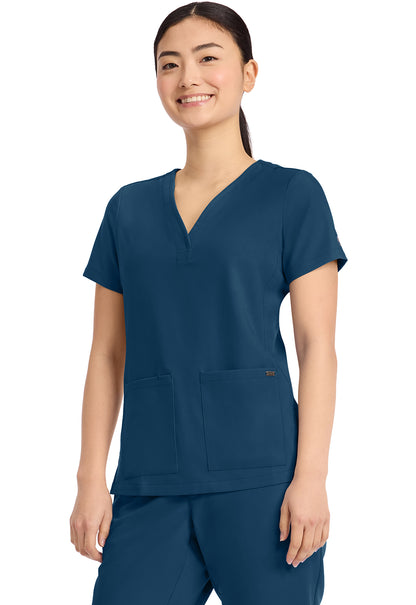 Quest HH751 Women's 3-Pocket Y-Neck Scrub Top Caribbean