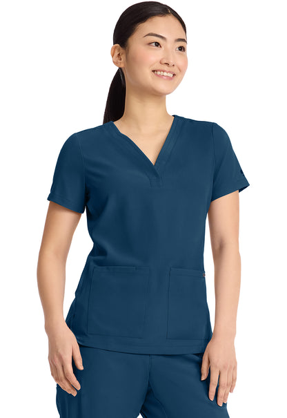 Quest HH751 Women's 3-Pocket Y-Neck Scrub Top Caribbean