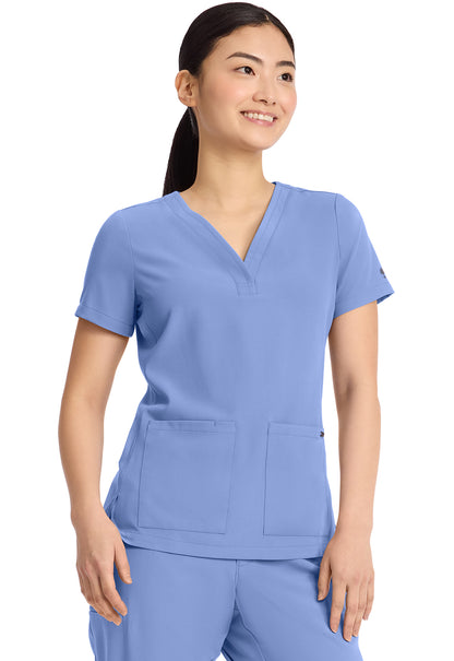 Quest HH751 Women's 3-Pocket Y-Neck Scrub Top Ceil