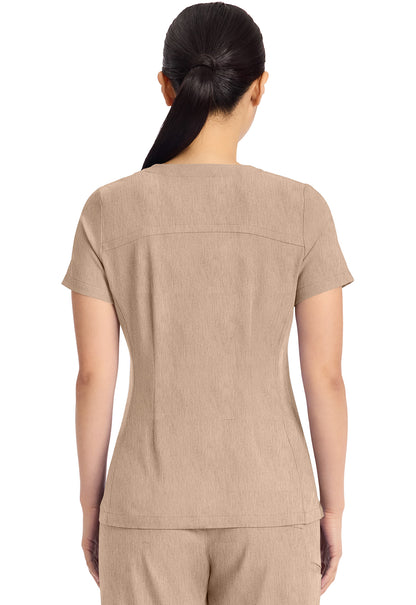 Quest HH751 Women's 3-Pocket Y-Neck Scrub Top Desert Taupe