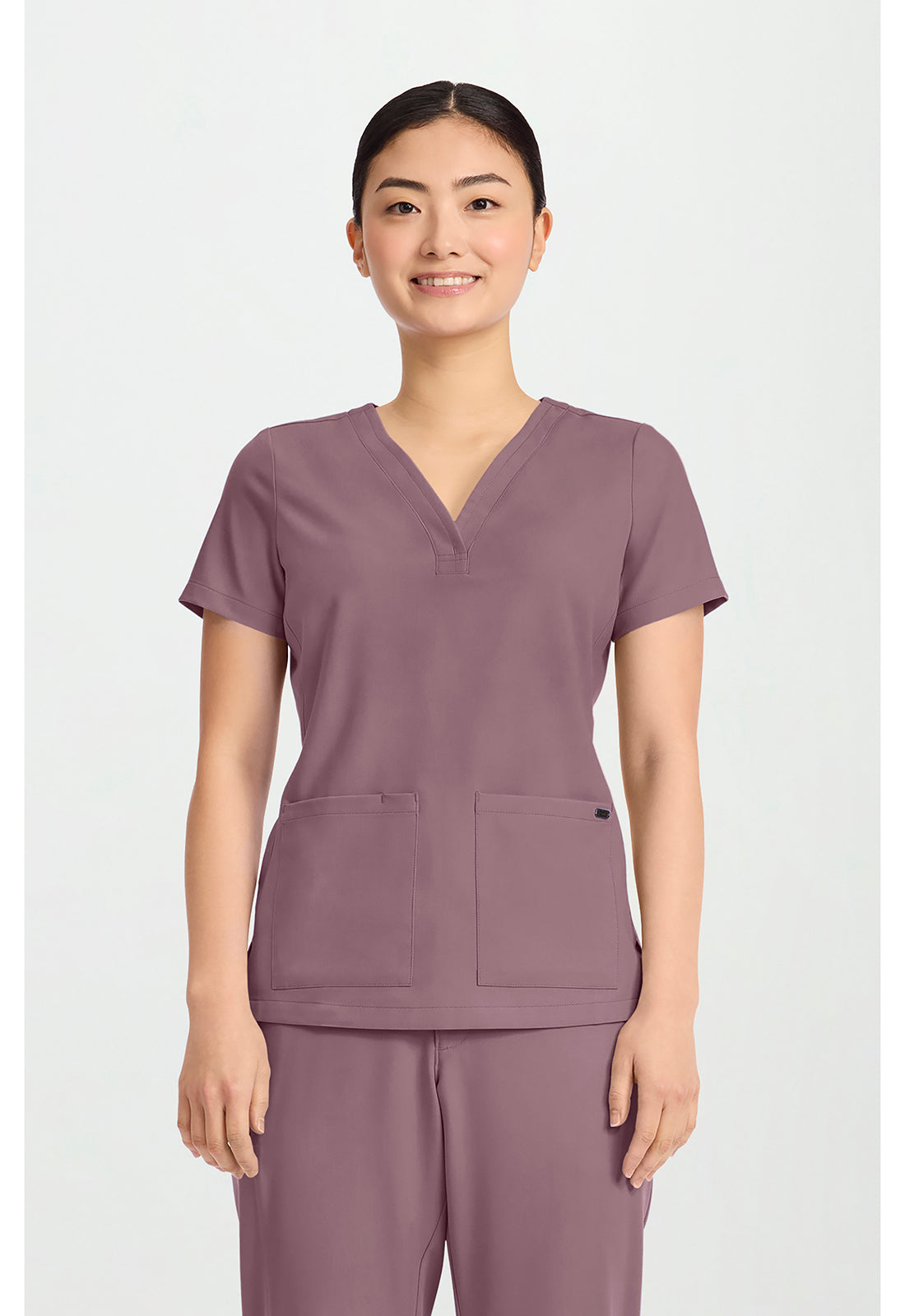 Quest HH751 Women's 3-Pocket Y-Neck Scrub Top Elderberry