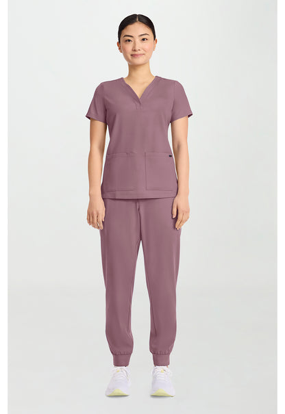 Quest HH751 Women's 3-Pocket Y-Neck Scrub Top Elderberry
