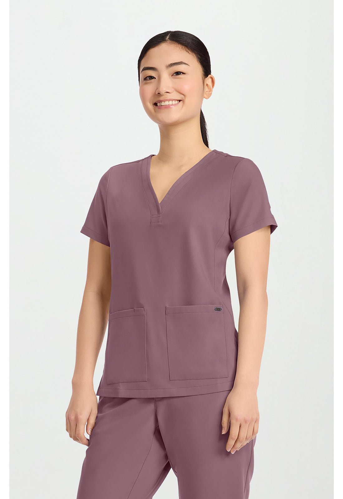 Quest HH751 Women's 3-Pocket Y-Neck Scrub Top Elderberry