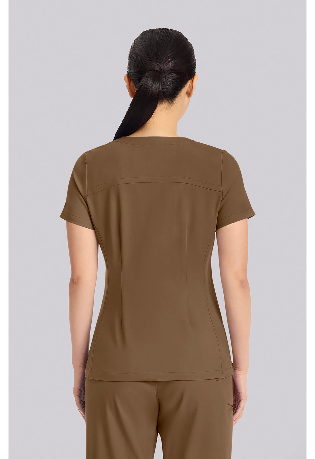 Quest HH751 Women's 3-Pocket Y-Neck Scrub Top French Brown