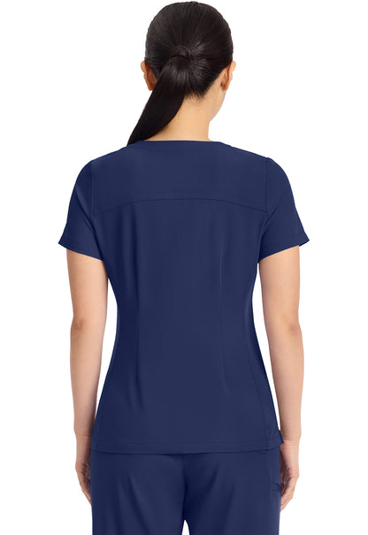 Quest HH751 Women's 3-Pocket Y-Neck Scrub Top Navy
