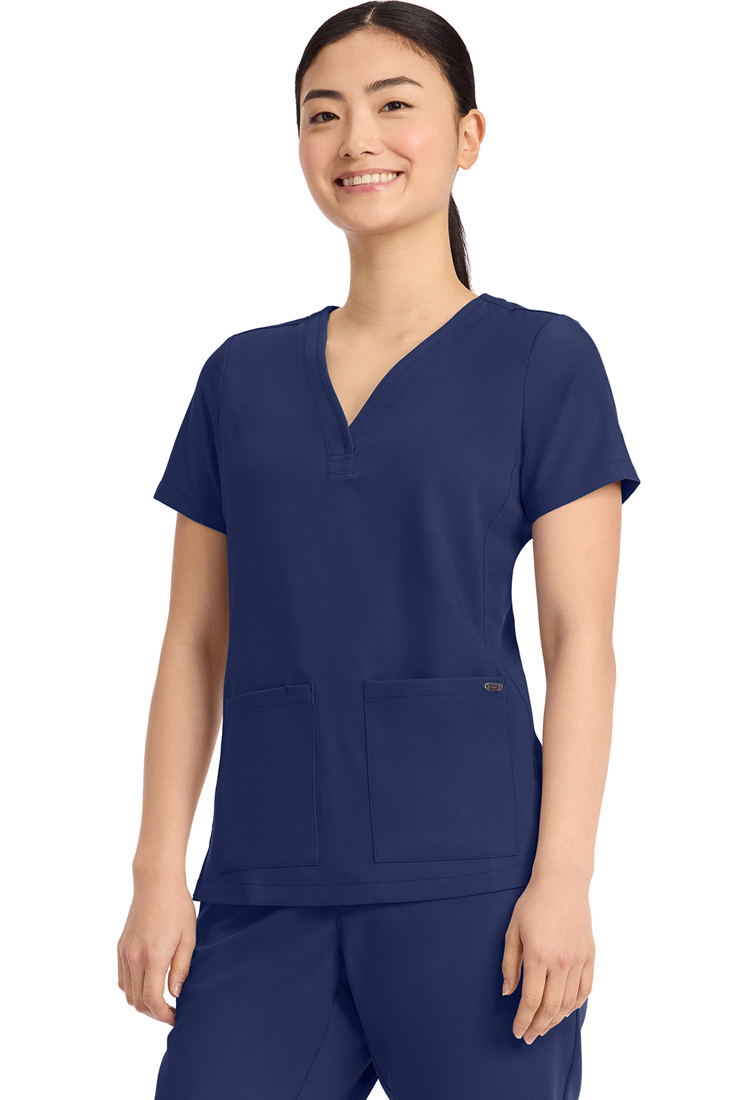 Quest HH751 Women's 3-Pocket Y-Neck Scrub Top Navy
