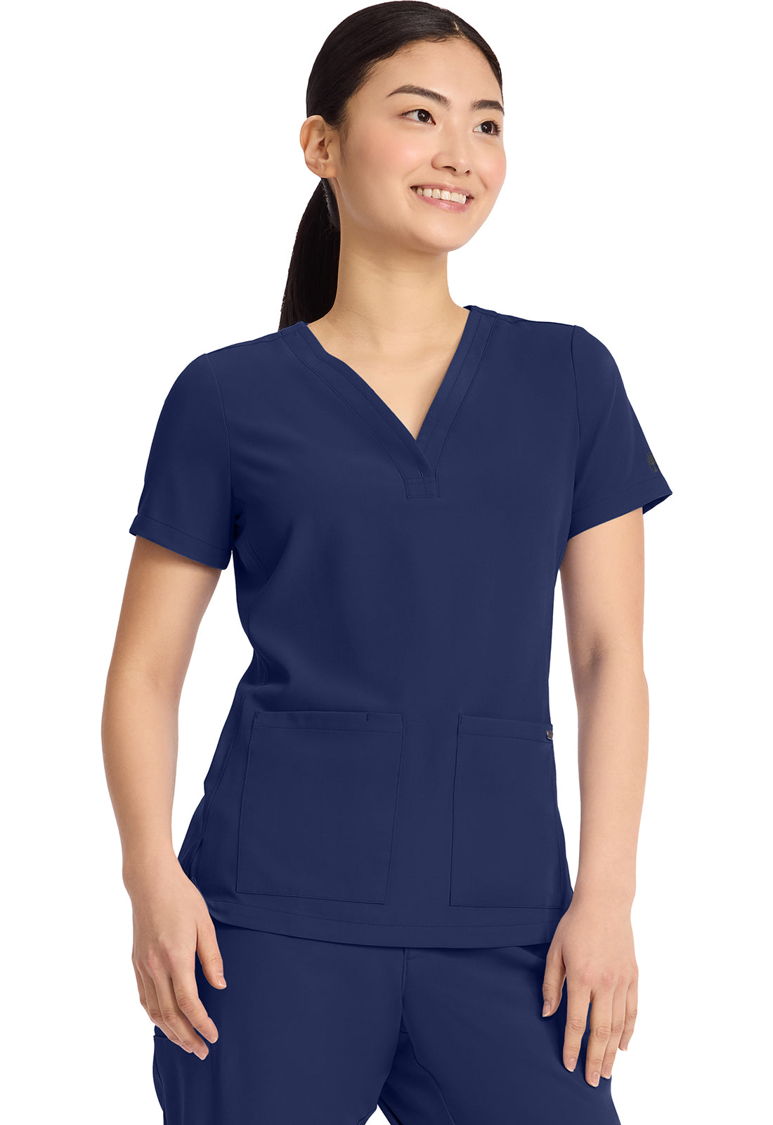 Quest HH751 Women's 3-Pocket Y-Neck Scrub Top Navy