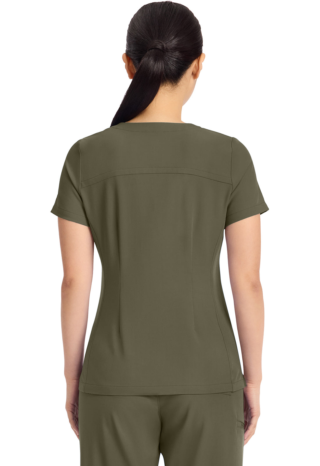 Quest HH751 Women's 3-Pocket Y-Neck Scrub Top Olive