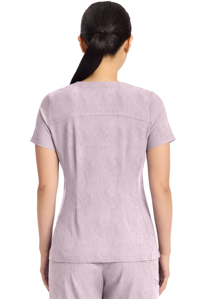Quest HH751 Women's 3-Pocket Y-Neck Scrub Top Pink Pearl