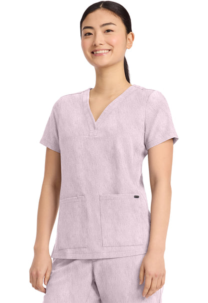 Quest HH751 Women's 3-Pocket Y-Neck Scrub Top Pink Pearl
