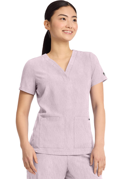 Quest HH751 Women's 3-Pocket Y-Neck Scrub Top Pink Pearl