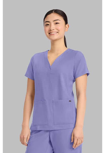 Quest HH751 Women's 3-Pocket Y-Neck Scrub Top Persian Violet