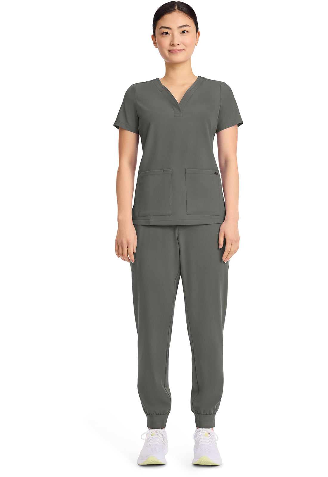 Quest HH751 Women's 3-Pocket Y-Neck Scrub Top Pewter