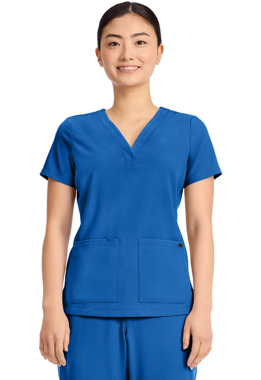 Quest HH751 Women's 3-Pocket Y-Neck Scrub Top Royal
