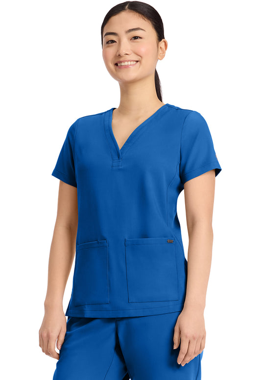 Quest HH751 Women's 3-Pocket Y-Neck Scrub Top Royal