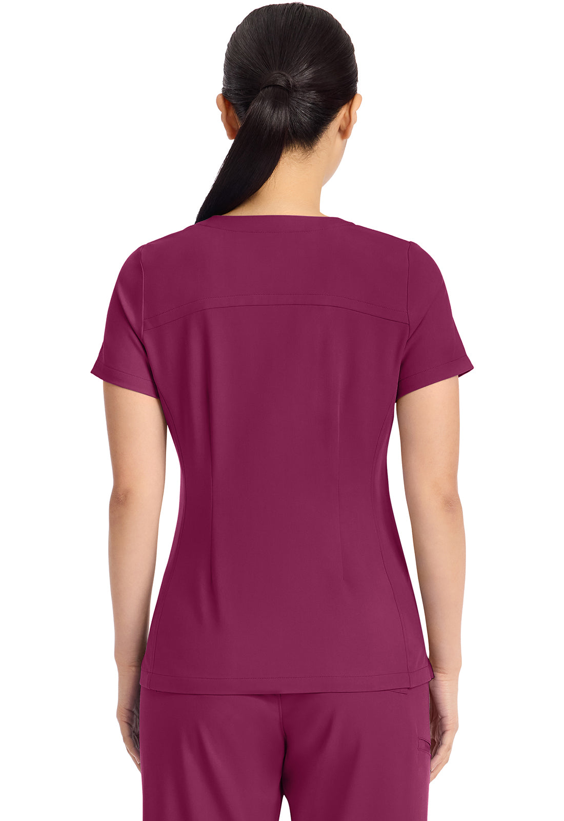 Quest HH751 Women's 3-Pocket Y-Neck Scrub Top Wine
