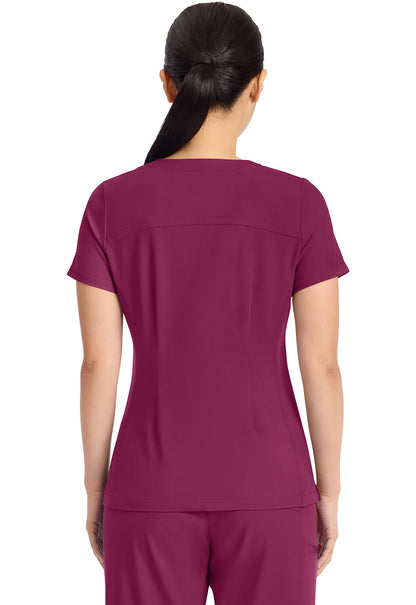 Quest HH751 Women's 3-Pocket Y-Neck Scrub Top Wine