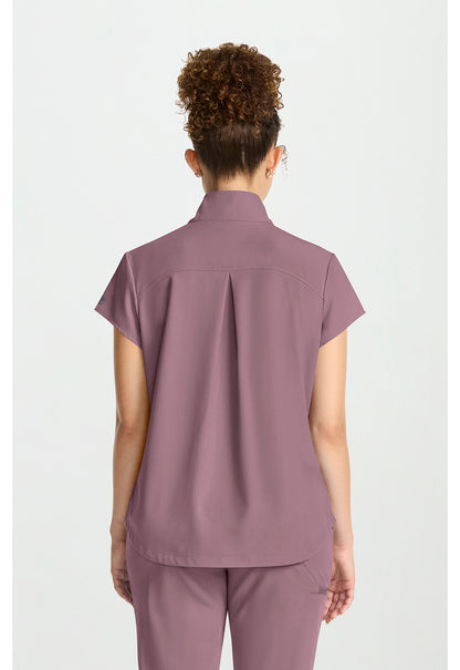 Quest HH752 Women's Partial Zip Stand Collar Scrub Top Elderberry