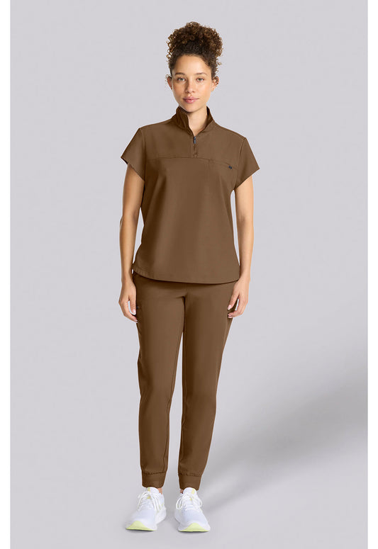 Quest HH752 Women's Partial Zip Stand Collar Scrub Top image 2