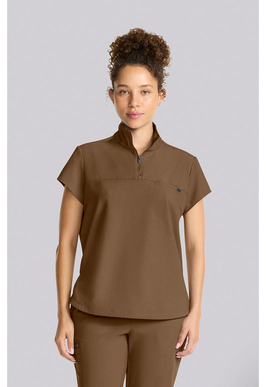 Quest HH752 Women's Partial Zip Stand Collar Scrub Top image 1