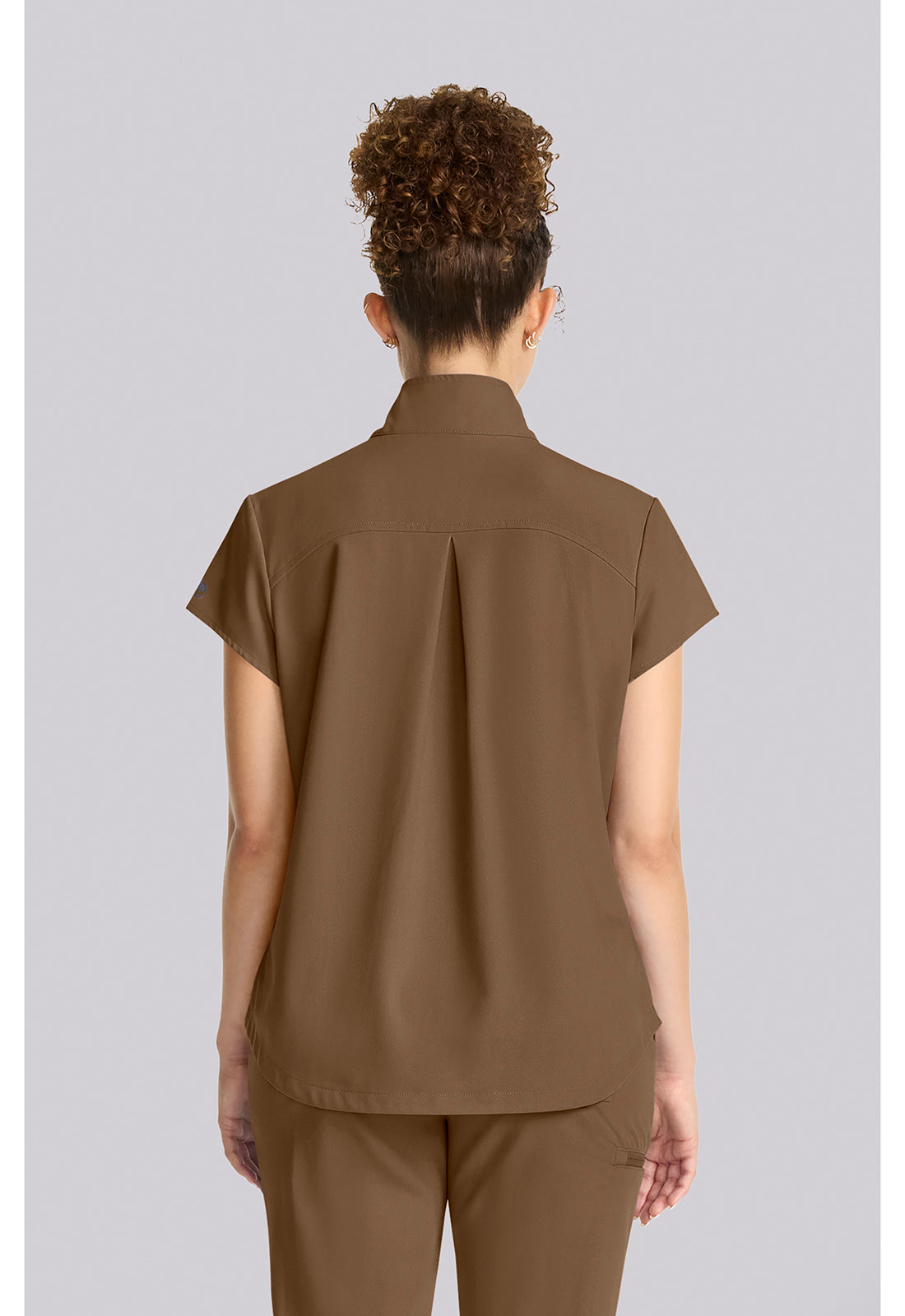 Quest HH752 Women's Partial Zip Stand Collar Scrub Top French Brown