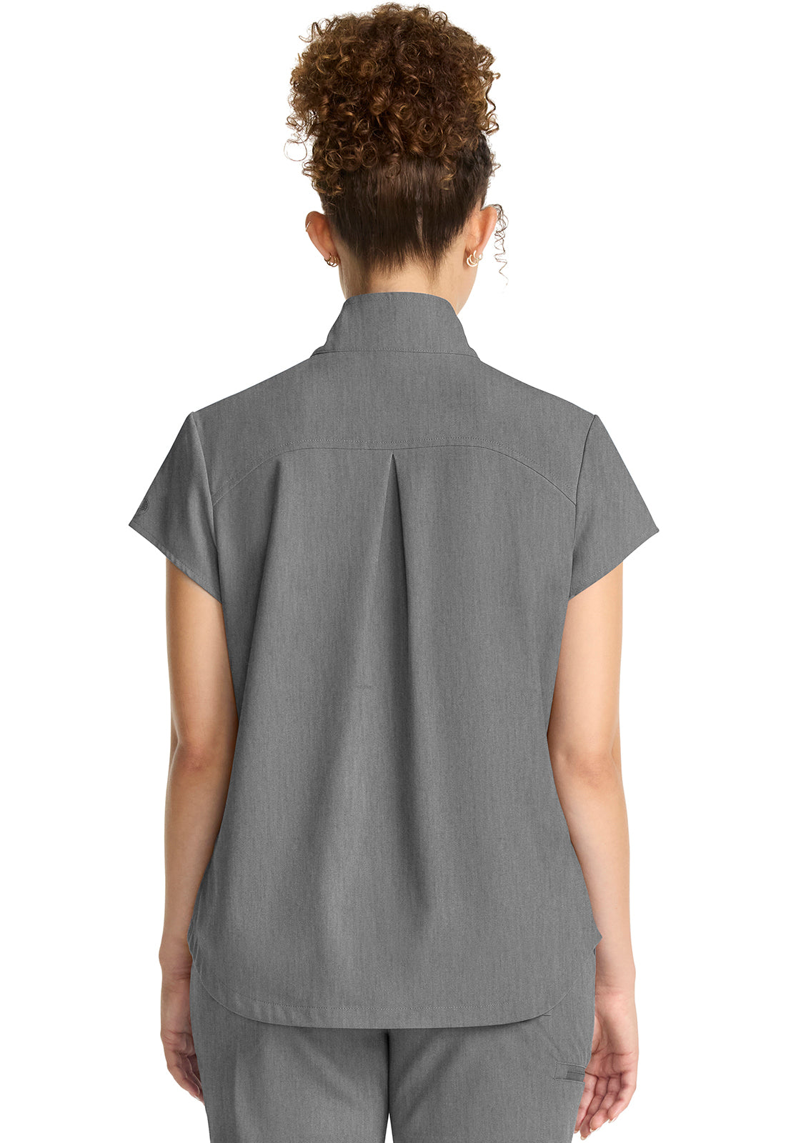 Healing Hands Model Image Women's Partial Zip Stand Collar Top In Color Heather Ash Image 3