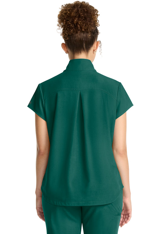 Quest HH752 Women's Partial Zip Stand Collar Scrub Top Hunter