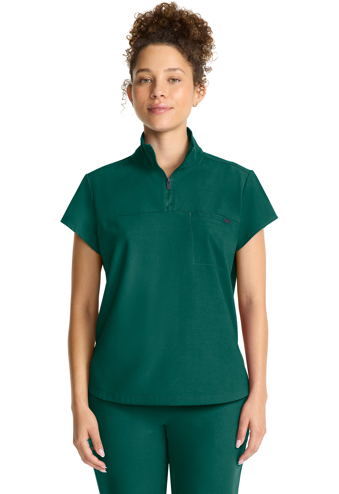 Quest HH752 Women's Partial Zip Stand Collar Scrub Top Hunter