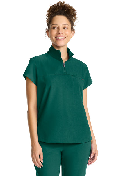 Quest HH752 Women's Partial Zip Stand Collar Scrub Top Hunter