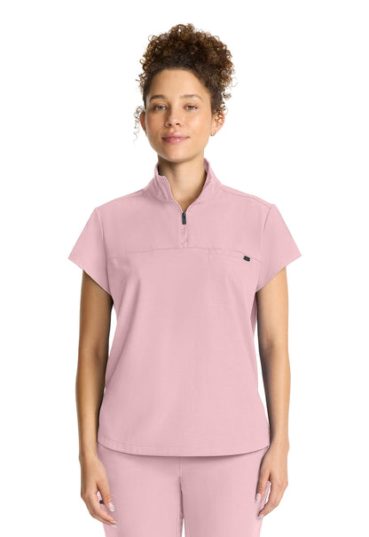 HH Quest HH752 Women's Partial Zip Stand Collar Top Pink Pearl Image