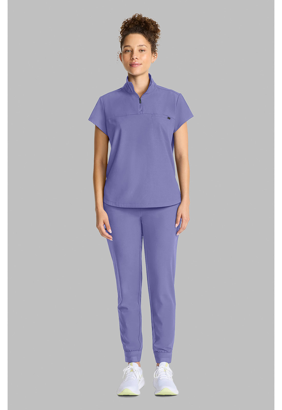 Quest HH752 Women's Partial Zip Stand Collar Scrub Top image 2
