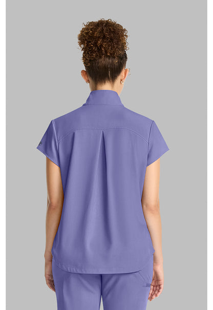 Quest HH752 Women's Partial Zip Stand Collar Scrub Top Persian Violet