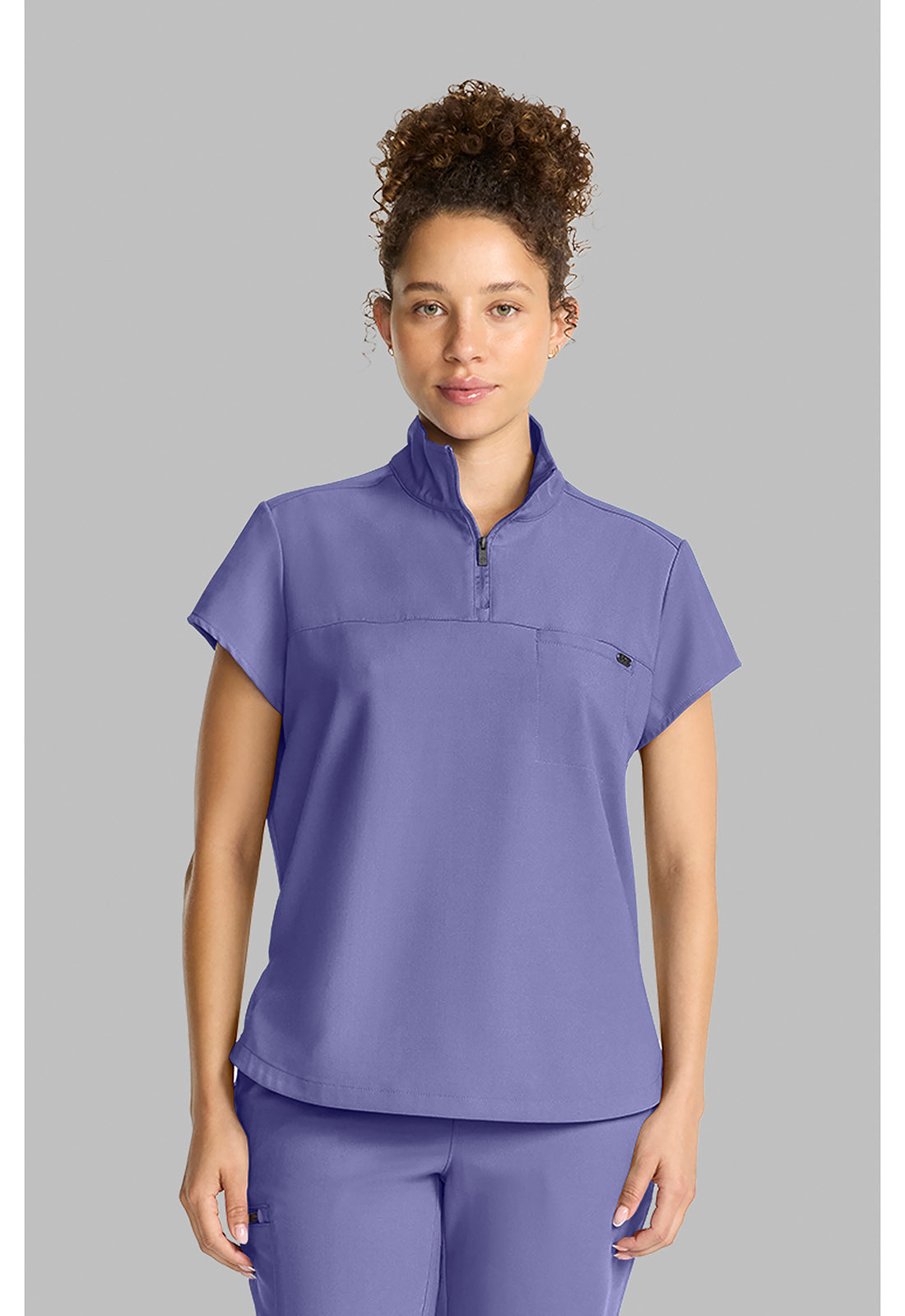 Quest HH752 Women's Partial Zip Stand Collar Scrub Top image 1