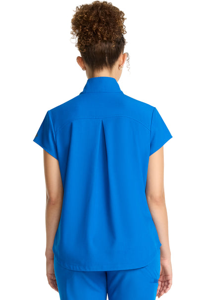 Healing Hands Model Image Women's Partial Zip Stand Collar Top In Color Royal Image 3