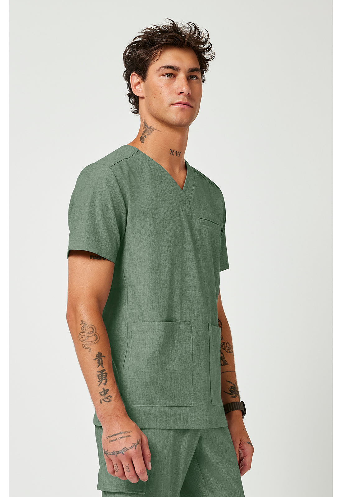 Quest HH753 Men's V-Neck Scrub Top Acadia Green